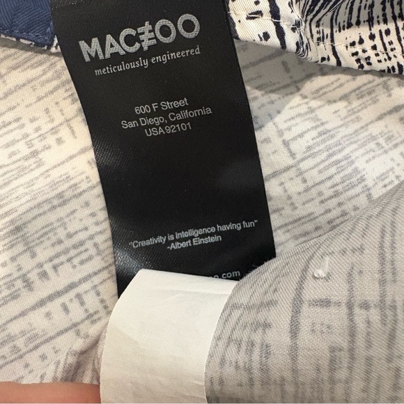 Maceoo Galileo Surge Blue Geometric Print Short Sleeve Button Down Shirt, Sz 3/M - Picture 12 of 15